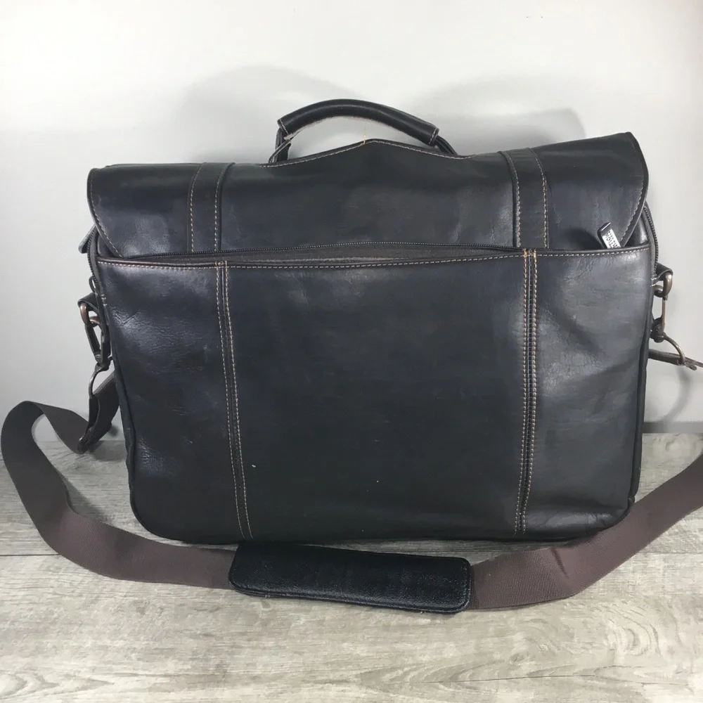 Reaction Kenneth Cole Show Business Leather Briefcase Laptop Shoulder Flap Bag